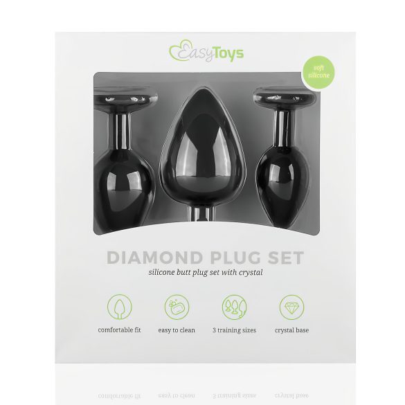 Easytoys Diamond - set de plugs anales - silicona negra