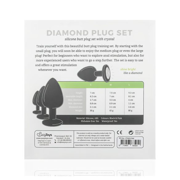Easytoys Diamond - set de plugs anales - silicona negra