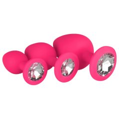 Easytoys Diamond - set de plugs anales - silicona rosa