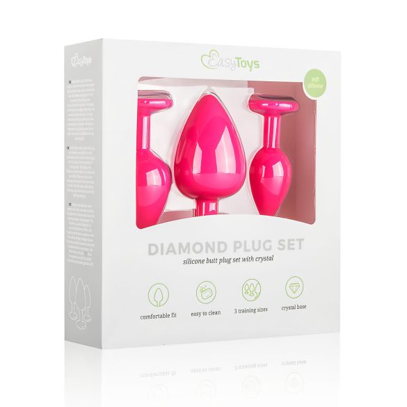 Easytoys Diamond - set de plugs anales - silicona rosa
