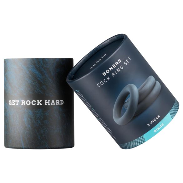 Boners - set de anillos para pene - 3 unidades - gris
