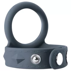Boners - anillo doble pene y testículos - silicona gris