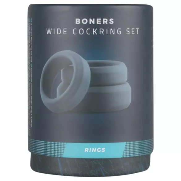 Boners - set de anillos para pene de silicona - 3 piezas - gris