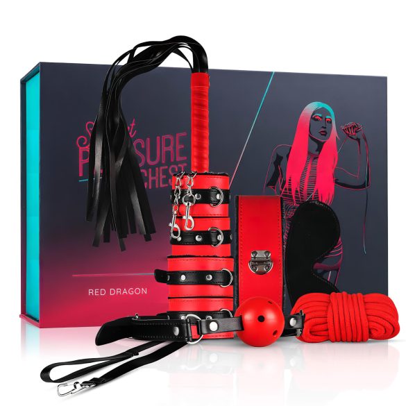 Cofre del Placer Secreto - kit BDSM avanzado 10 piezas (rojo)