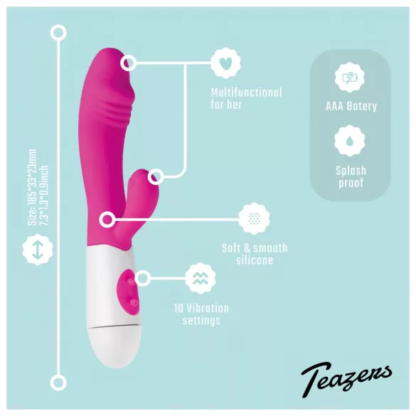 Teazers - vibrador realista con palanca para el clítoris (rosa)