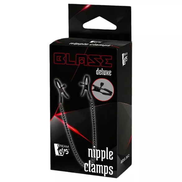 Blaze Deluxe - pinzas para pezones metálicas con cadena - negro