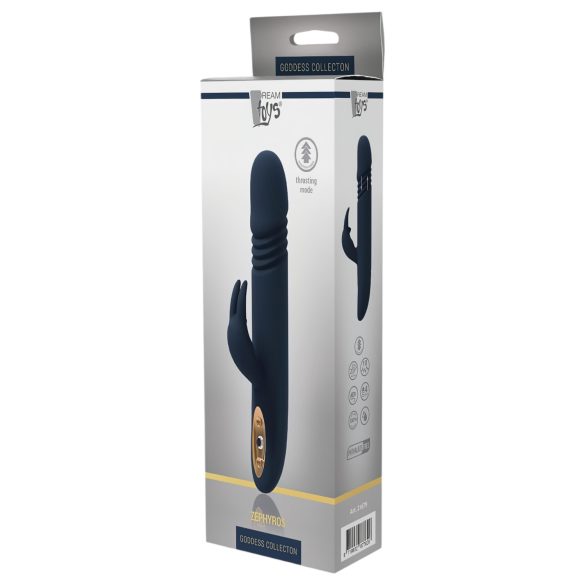 Goddess Zephyros - vibrador con estimulador de clítoris y empuje - silicona azul