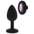Favoritos Atemporales - Plug Anal de Silicona con Piedra Púrpura (Negro)