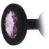 Favoritos Atemporales - Plug Anal de Silicona con Piedra Púrpura (Negro)