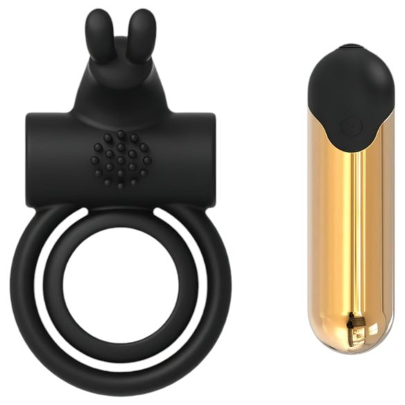 Elite Joel - anillo vibrador recargable para pene y testículos - silicona negra
