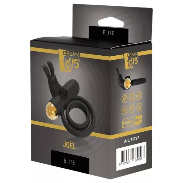 Elite Joel - anillo vibrador recargable para pene y testículos - silicona negra