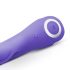 Vibrador conejo púrpura con brazo estimulador.