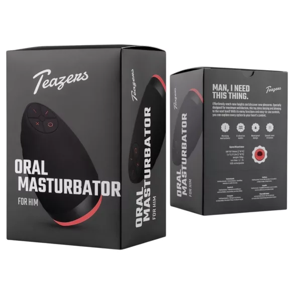 Teazers - masturbador boca artificial con función de calentamiento (rojo)