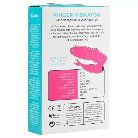 Easytoys - Vibrador para dedo 2 en 1 - silicona negra