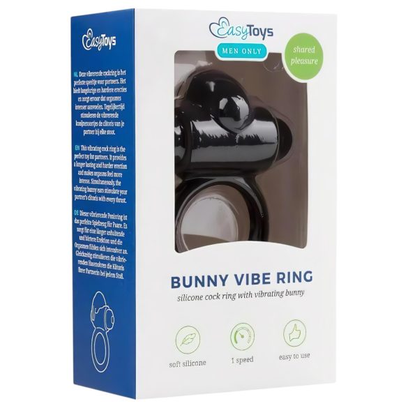 EasyToys Bunny - anillo vibrador para pene - silicona negra