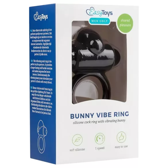 EasyToys Bunny - anillo vibrador para pene - silicona negra