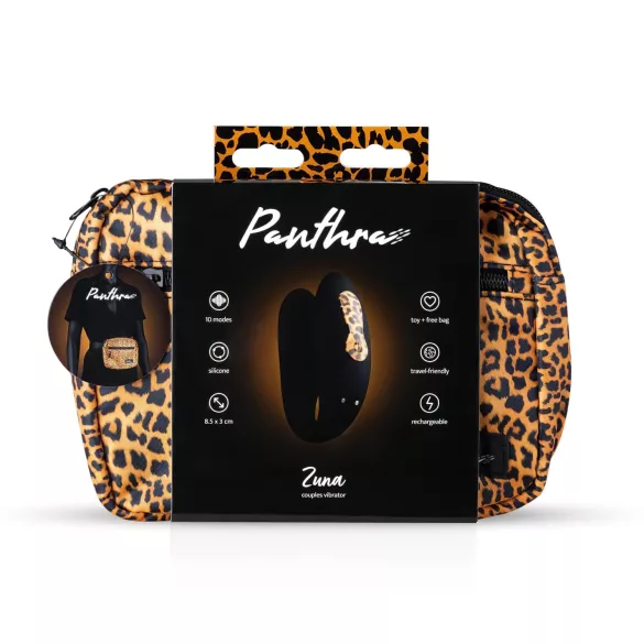 Panthra Zuna - vibrador para parejas recargable e impermeable - leopardo negro