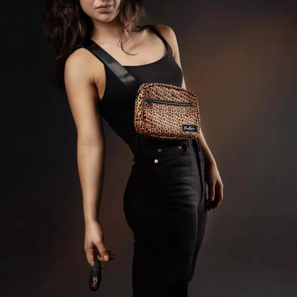 Panthra Zuna - vibrador para parejas recargable e impermeable - leopardo negro