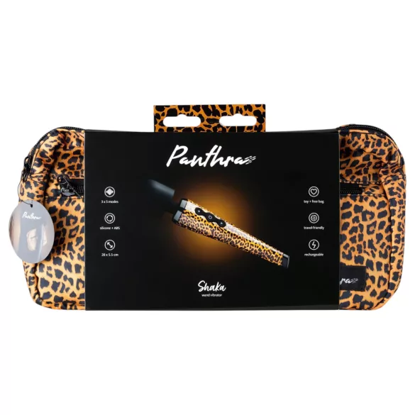 Panthra Shaka Wand - vibrador masajeador recargable - leopardo negro