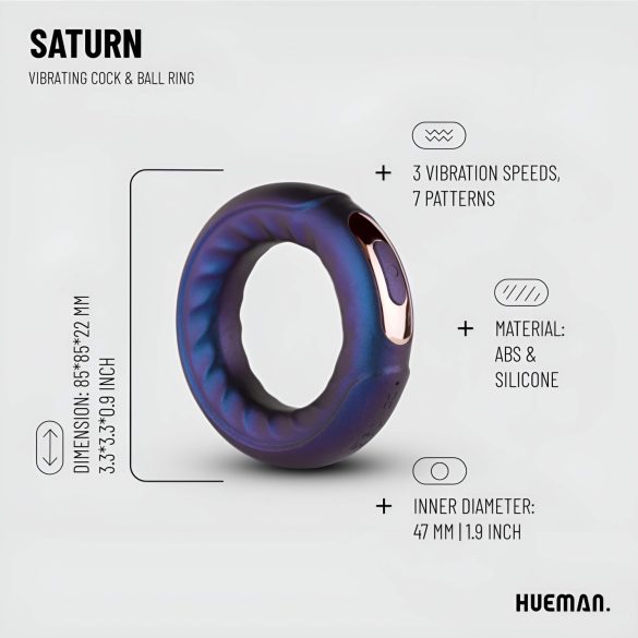 Hueman Saturn - anillo vibrador recargable resistente al agua - silicona lila