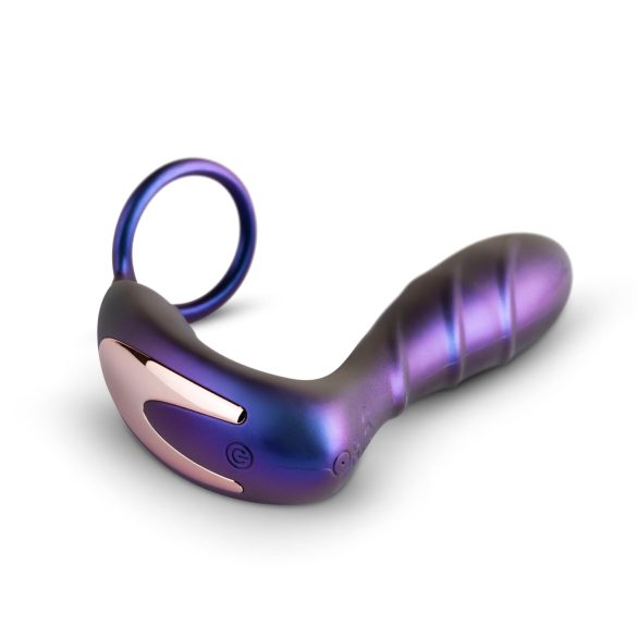 Hueman Black Hole - vibrador anal con control remoto y anillo para pene - lila