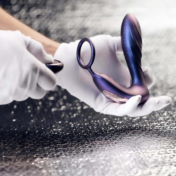 Hueman Black Hole - vibrador anal con control remoto y anillo para pene - lila