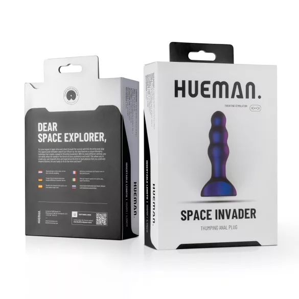 Hueman Space Inveder - vibrador anal recargable e impermeable - silicona lila