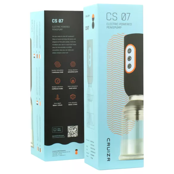 CRUIZR CS07 - bomba de vacío para pene vibradora recargable - negro transparente