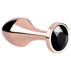 Rosy Gold - plug anal - con piedra negra - color oro rosa