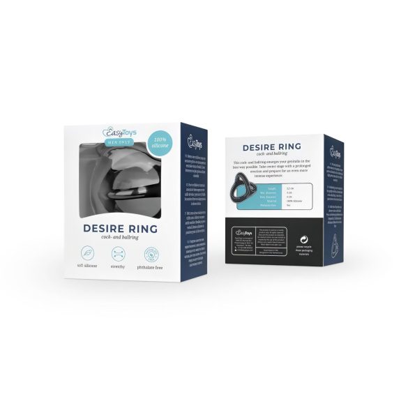 Easytoys Desire Ring - anillo para pene y testículos flexible - silicona negra