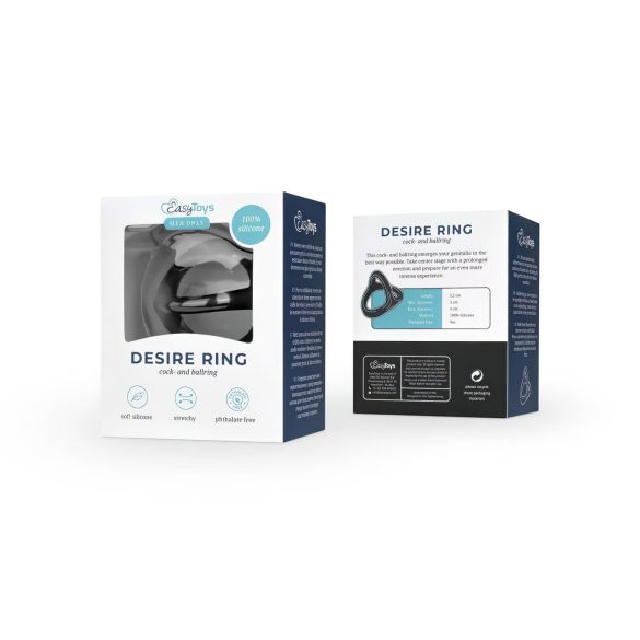 Easytoys Desire Ring - anillo para pene y testículos flexible - silicona negra