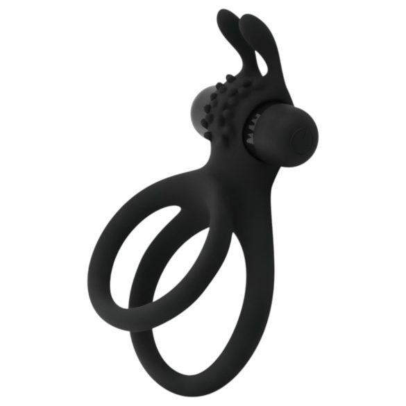 Easytoys - Anillo para pene y testículos vibrador - silicona negra