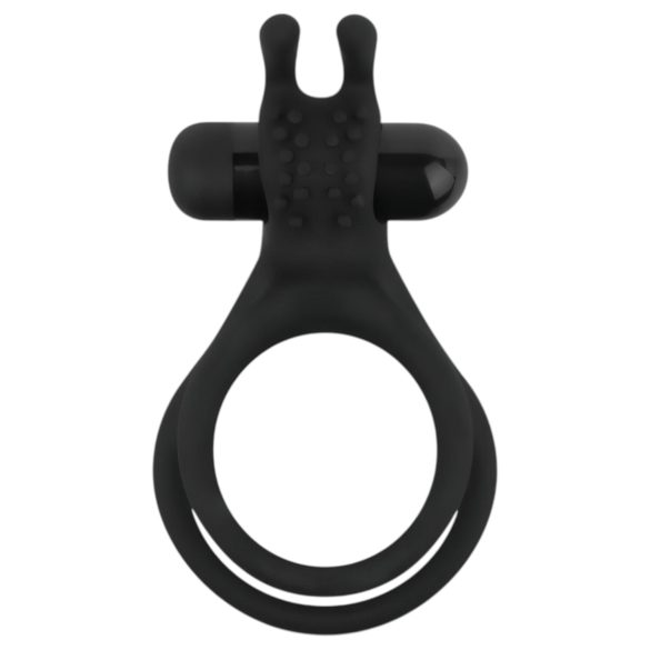 Easytoys - Anillo para pene y testículos vibrador - silicona negra