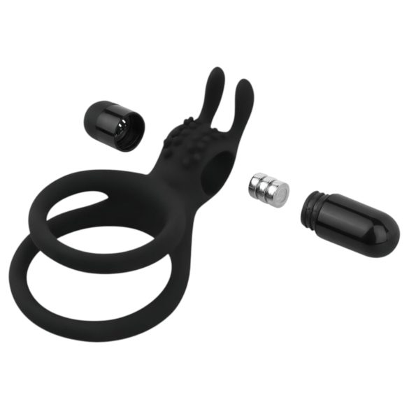 Easytoys - Anillo para pene y testículos vibrador - silicona negra