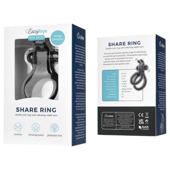 Easytoys - Anillo para pene y testículos vibrador - silicona negra