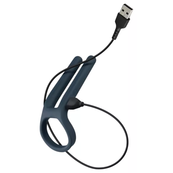 Boners - anillo peneano recargable con vibrador para testículos - silicona azul