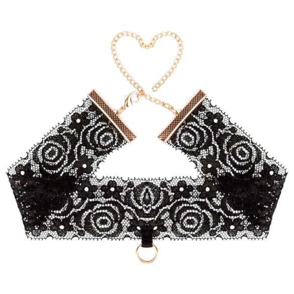 Rosy Gold - set de collar y esposas de muñeca - negro