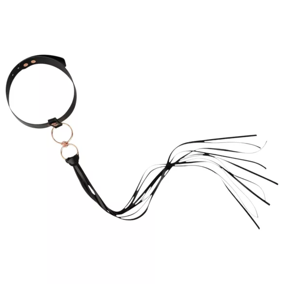 Rosy Gold - collar y pala de azotes - cuero negro