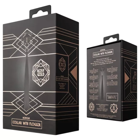Rosy Gold - collar y pala de azotes - cuero negro