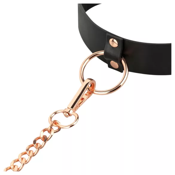 Rosy Gold - collar y correa BDSM - metal negro y oro rosa