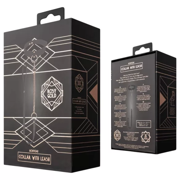 Rosy Gold - collar y correa BDSM - metal negro y oro rosa