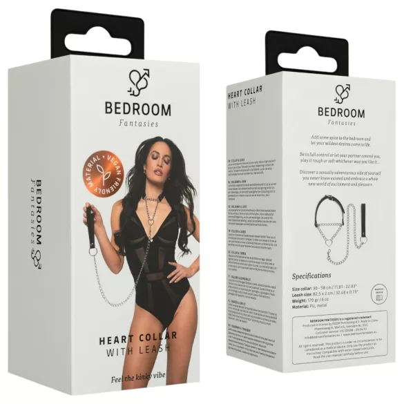 Bedroom Fantasies - collar con correa (negro)