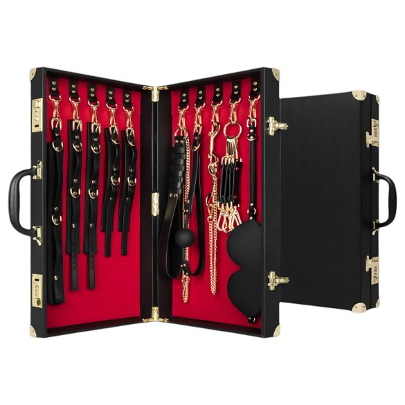 Fantasías del Dormitorio - Maleta BDSM 11 piezas (negro)