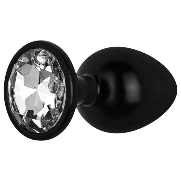 Easytoys Colección Anal - Plug de metal con piedra - M (negro)