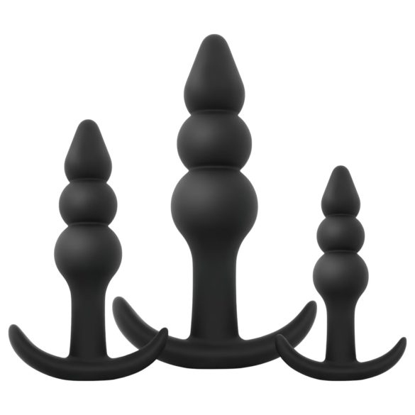 EasyToys - juego de plugs anales esféricos - 3 piezas (negro)
