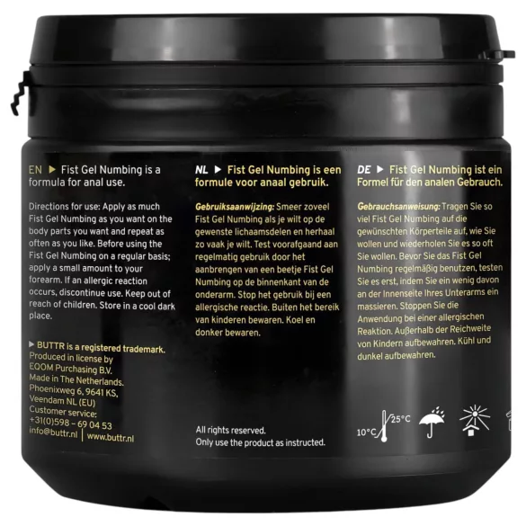 BUTTR - gel desensibilizante para fisting - 500 ml