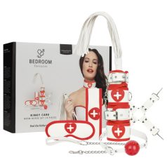   Bedroom Fantasies - Conjunto de 8 piezas de enfermera (rojo-blanco)