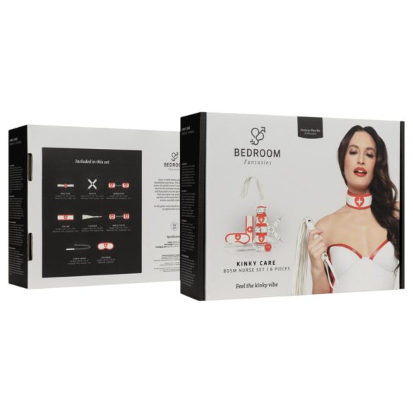 Bedroom Fantasies - disfraz de enfermera 8 piezas - rojo y blanco