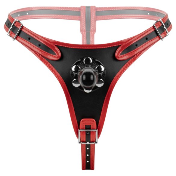 Easytoys - arnés con triple consolador - silicona negra