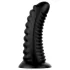 BUTTR Double Ribbed - plug anal gigante acanalado (negro) - 26 cm